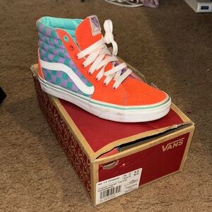 Vans Orange and Purple High-Top Sneakers